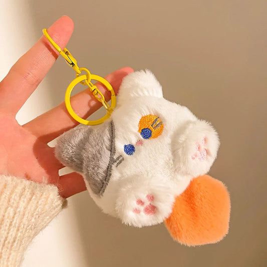 Kawaii Plush Cat Keychain – Cute Fluffy Kitty Bag Charm for Girls & Cat Lovers (set of 3)