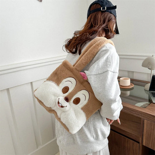 Cute Bunny Plush Tote Bag for Girls | SmileBox Soft Fur Handbag | Cartoon Rabbit Shoulder Bag | Aesthetic Korean Style Tote Purse