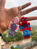 Spider-Man & Spider-Gwen Inspired Matching LEGO Style Keychain Set | 3D Printed Couple Keychains