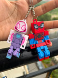 Spider-Man & Spider-Gwen Inspired Matching LEGO Style Keychain Set | 3D Printed Couple Keychains