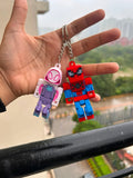 Spider-Man & Spider-Gwen Inspired Matching LEGO Style Keychain Set | 3D Printed Couple Keychains