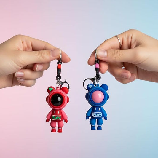 Couple Keychain Set with Wrist Strap | Matching Key Rings for Couples