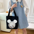 Disney Mickey Mouse Transparent Pocket Tote Bag – Kawaii Canvas Shoulder Bag for Women & Girls | Cute Korean Style Large Capacity Handbag