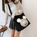 Disney Mickey Mouse Transparent Pocket Tote Bag – Kawaii Canvas Shoulder Bag for Women & Girls | Cute Korean Style Large Capacity Handbag