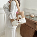 Cute Bunny Plush Tote Bag for Girls | SmileBox Soft Fur Handbag | Cartoon Rabbit Shoulder Bag | Aesthetic Korean Style Tote Purse