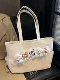 Smilebox Puppy Plush Tote Bag for Girls – Cute Korean Style Shoulder Handbag | Soft Aesthetic Cartoon Dog Shopper Bag