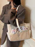 Smilebox Puppy Plush Tote Bag for Girls – Cute Korean Style Shoulder Handbag | Soft Aesthetic Cartoon Dog Shopper Bag