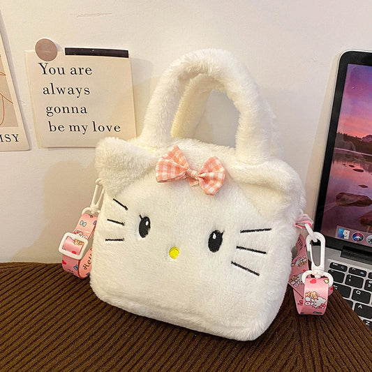 Plush Cartoon Character Handbag for Girls – Cute Furry Crossbody Bag | Sanrio & Cartoon Style Shoulder Bag