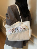 Smilebox Puppy Plush Tote Bag for Girls – Cute Korean Style Shoulder Handbag | Soft Aesthetic Cartoon Dog Shopper Bag