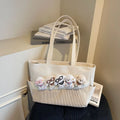 Smilebox Puppy Plush Tote Bag for Girls – Cute Korean Style Shoulder Handbag | Soft Aesthetic Cartoon Dog Shopper Bag