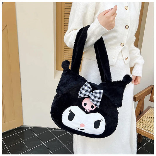 Sanrio Plush Shoulder Bag – My Melody, Kuromi & Cinnamoroll Soft Furry Handbag