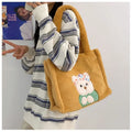 Smilebox Plush Bear Tote Bag for Girls | Soft Cute Teddy Shoulder Handbag for Daily Use