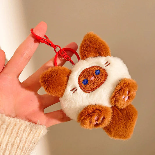 Kawaii Plush Cat Keychain – Cute Fluffy Kitty Bag Charm for Girls & Cat Lovers (set of 3)