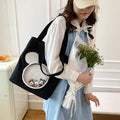 Disney Mickey Mouse Transparent Pocket Tote Bag – Kawaii Canvas Shoulder Bag for Women & Girls | Cute Korean Style Large Capacity Handbag