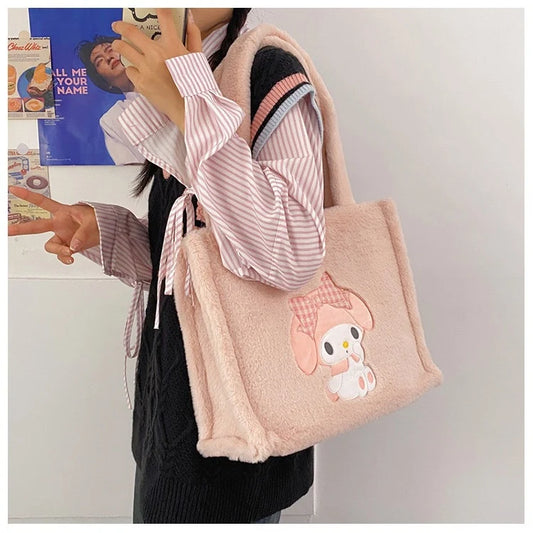 Smilebox Plush Bear Tote Bag for Girls | Soft Cute Teddy Shoulder Handbag for Daily Use