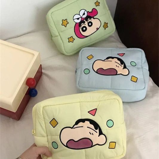 Shinchan Cartoon Cosmetic Pouch | Cute Kawaii Multipurpose Makeup & Stationery Storage Bag (Random Design)