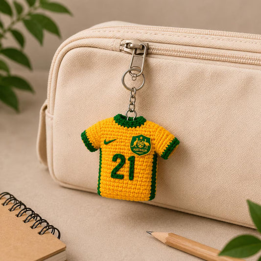 Crochet Football Jersey Keychain