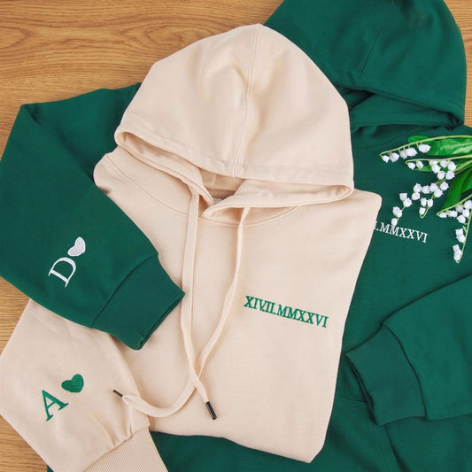 Custom Roman Numeral Date – Matching Couple Hoodies
