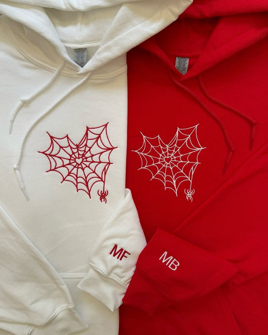 Spider Man web heart Design Hoodies