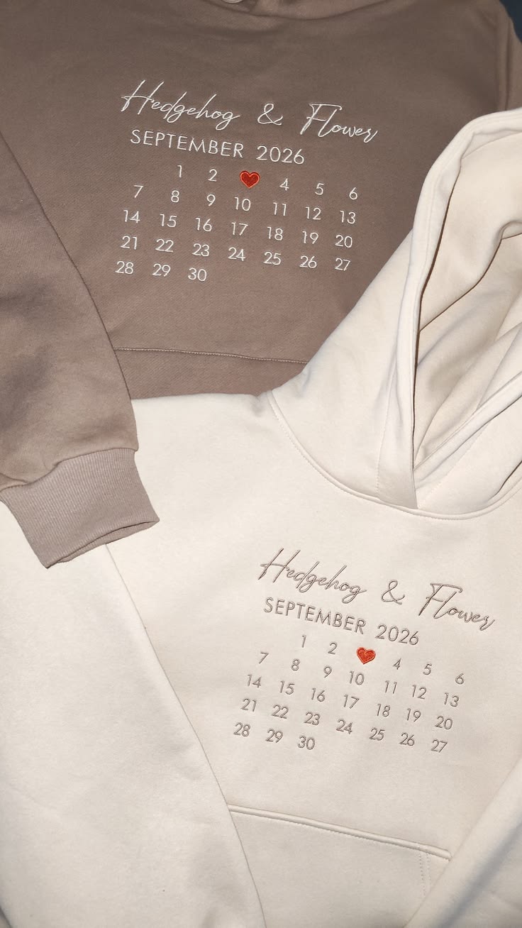 His Her Birthday Calendar Embroidered Couple Hoodies