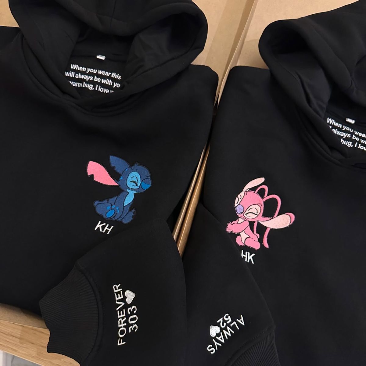 Stitch & Angel Couple Oversized Hoodies