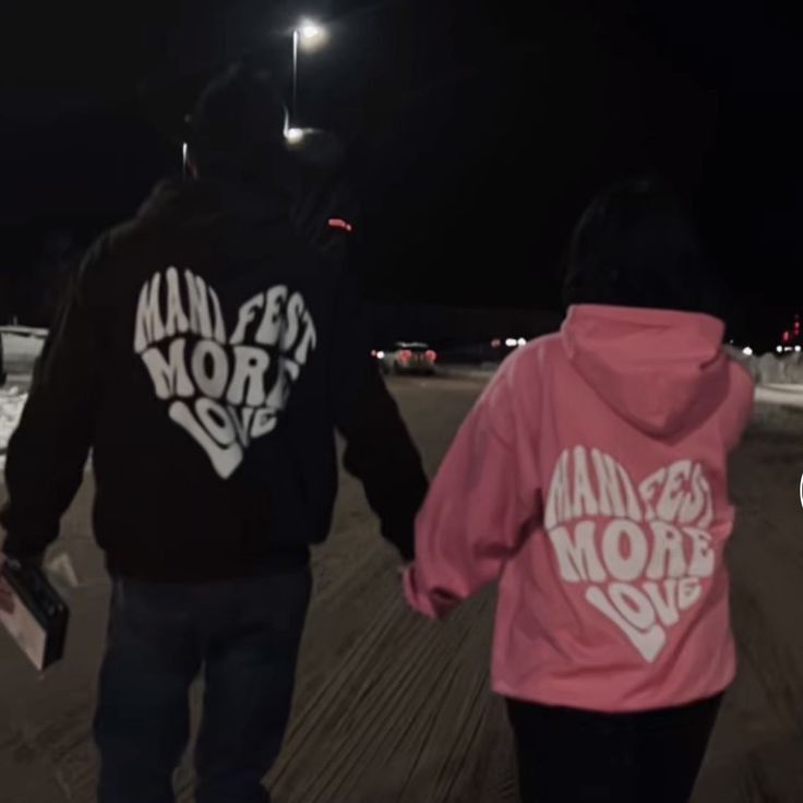 Manifest More Love - Red & White Cotton Couple Hoodies