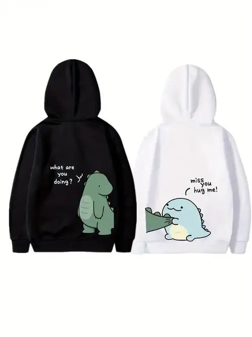 Hug Me – Cute Dino Couple Oversized Hoodies