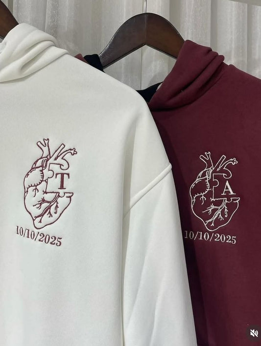 Two Hearts, One Date – Premium Couple Oversized Hoodies