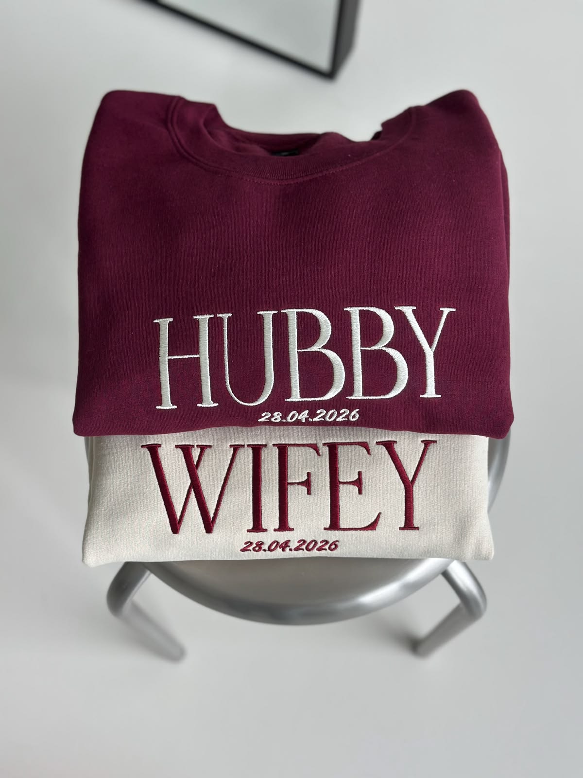 Husband Wife Embroidered Hoodie