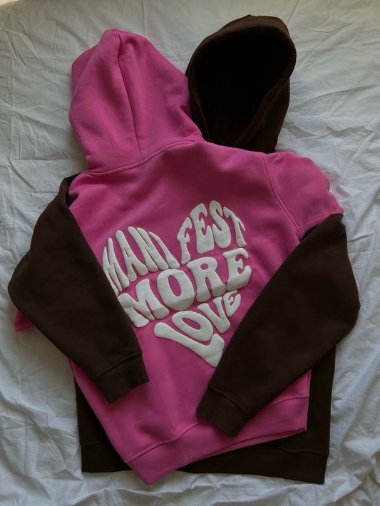Manifest More Love - Red & White Cotton Couple Hoodies