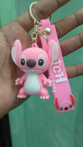 Stitch Cartoon Keychain – Premium Design for bag,key pink colour (pack of 1) Key Chain